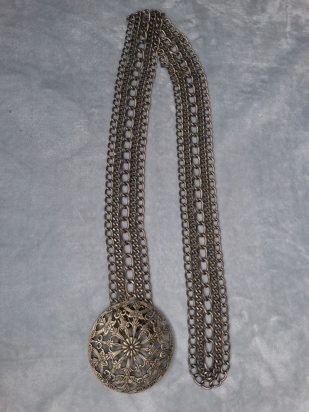 Chico's Bronze Multi-Chain Waist Belt Floral Medallion Medieval Festival - Picture 3 of 13